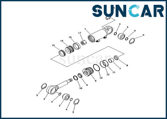 707-98-12410 Blade Lift Cylinder Seal Kit Suku Cadang Perbaikan Silinder Hidrolik Cocok untuk Excavator PC12UU-2