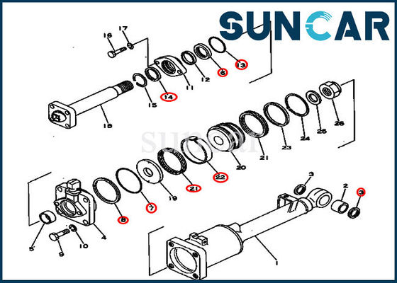 Kit Penyegelan Silinder Miring 130-63-05050 Kit Perbaikan ISO9001 Untuk D53A-16 D53P-16 Komatsu