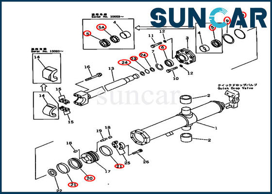 707-98-75410 Kit Layanan Pengangkatan Blade Hidraulik D575A-2 Kit Penggantian Silinder Komatsu
