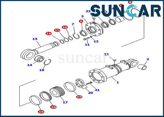 D575A-2 D575A-3 Kit Segel Silinder Kemiringan Ganda 707-98-95430 Kit Servis Dozer Komatsu