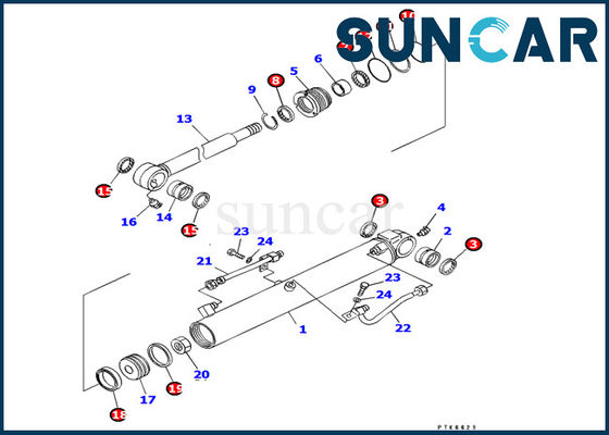 707-98-14610 Kit Segel Silinder Bucket Kit Perbaikan Komatsu OEM Cocok untuk Excavator PC8uu-3 R3eplacement