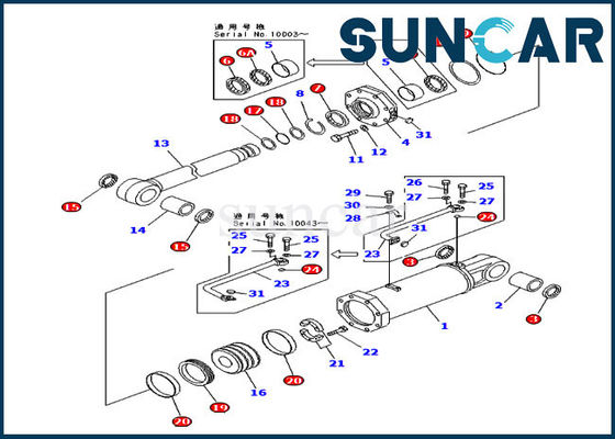 707-98-84420 Ripper Lift Service Kit Cylinder Repair Seal Kit Untuk Komatsu D575A-2 Dozer