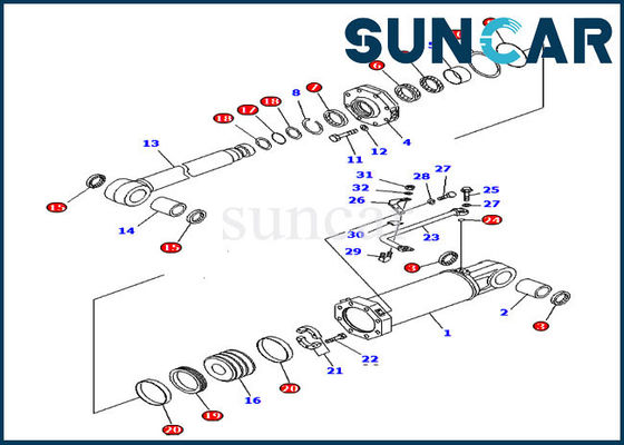 D575A-2 Komatsu Parts 707-98-84450 Kit Perbaikan Silinder Miring Ripper Kit Segel Oli Hidrolik