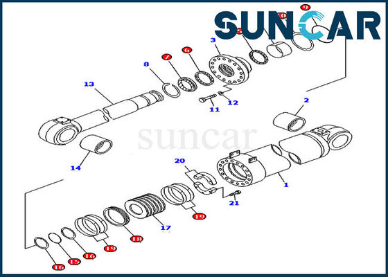 707-99-96200 Dump Cylinder Seal Repair Kit Untuk Komatsu Wheel Loader WA800-3 WA900-3