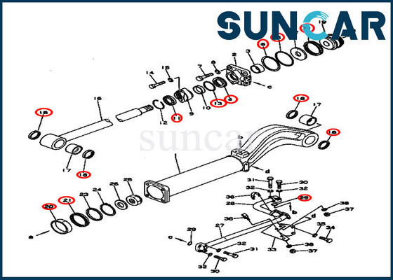 131-63-05020 Dump Cylinder Service Kit 131-63-05020 Perbaikan Seal Kit Untuk D53S-16 Komatsu