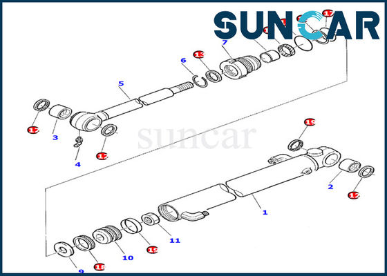 878000389 Oil Sealing Gasket Komatsu Excavator PC10-7 Bucket Cylinder Batin Perbaikan Seal Kit