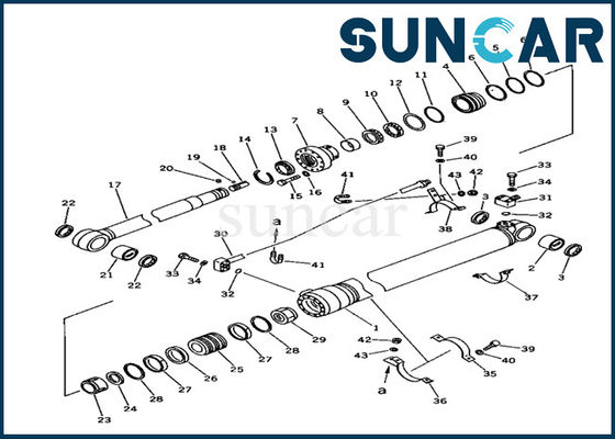 Kit Segel Silinder Lengan 707-99-44200 Kit Pengganti Komatsu Untuk Bagian dalam Excavator PC100-5C