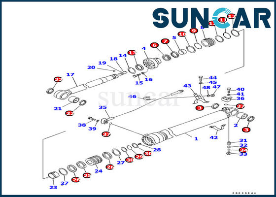 Oil Resistance 707-99-44340 Kit Segel Silinder Lengan Hidrolik Untuk Bagian Dalam Komatsu PC100-6Z