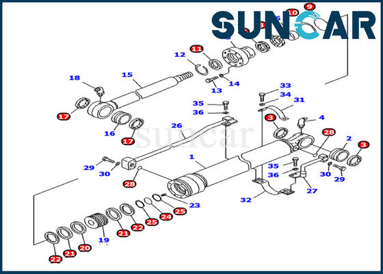 707-99-69620 Kit Segel Perbaikan Hidraulik Komatsu PC1000-1 Arm Cylinder Seal Kit Bagian Dalam