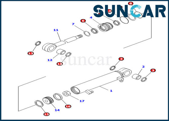 707-98-03400 Kit Segel Silinder Bucket Cocok untuk Perbaikan Assy Silinder Hidraulik Komatsu PC10MR-1