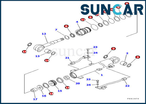 Komatsu PC03-2 Boom Cylinder Seal Kit 707-98-03450 Perbaikan Kit Model Bagian Dalam Pengganti