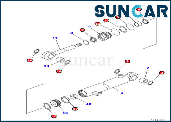 707-98-03460 Kit Segel Excavator Komatsu PC03-2 Kit Layanan Segel Oli Bagian Dalam Silinder