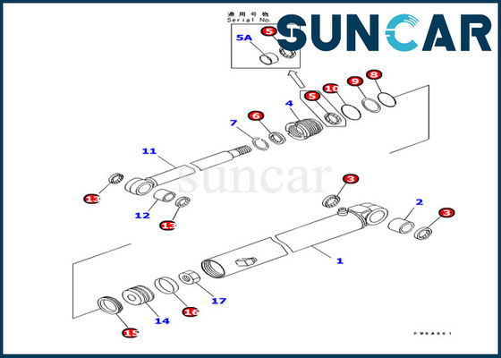 Excavator Sealing 707-98-10820 Arm Cylinder Seal Kits PC10MR-1 Komatsu Bagian Dalam