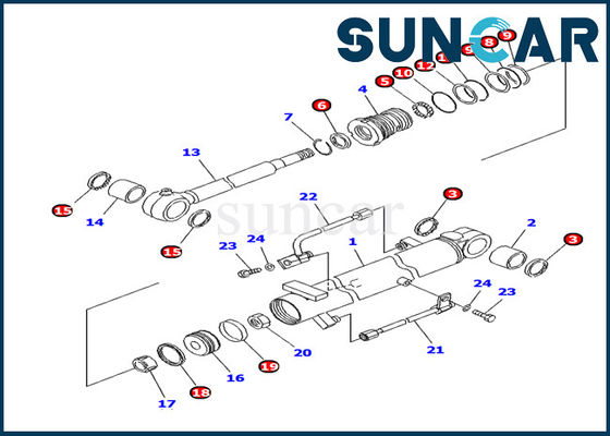 707-98-10940 Komatsu Boom Cylinder Repair Seal Kit Untuk Bagian Dalam Excavator PC10MR-1