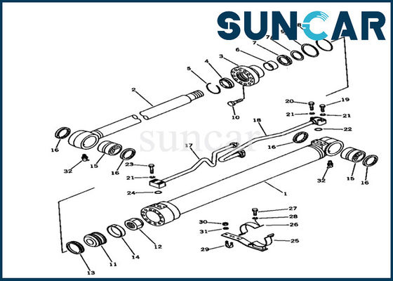 Mesin Sealing 707-98-36100 Kit Segel Silinder Boom Untuk Kit Perbaikan Excavator Komatsu PC100-3