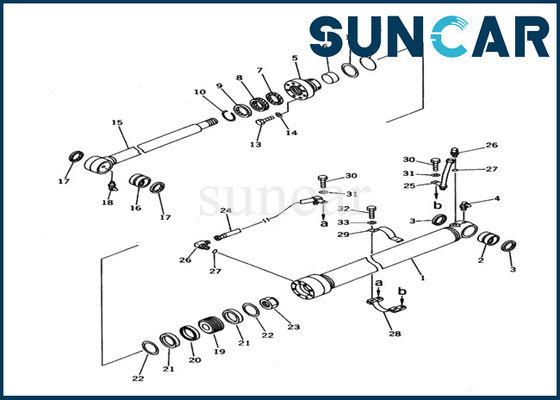707-99-26620 Kit Servis Silinder Bucket Hidraulik Kit Penggantian Silinder Komatsu PC60-6