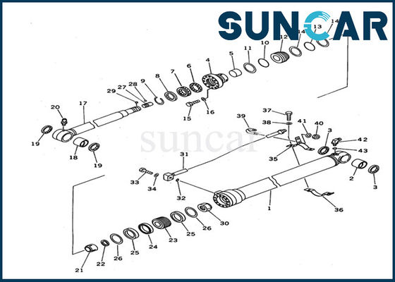 707-99-36620 Kit Segel Silinder Lengan Excavator Komatsu PC100N-6 Perakitan Silinder Bagian Dalam