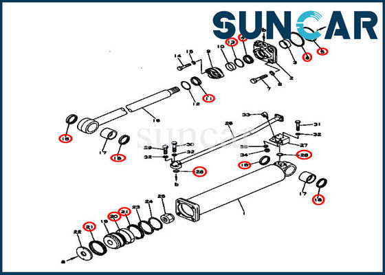 Bagian Buldoser 131-63-05040 Angkat Kit Segel Silinder Hidraulik D53S-16 Kit Perbaikan Komatsu