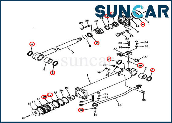135-63-05050 Komatsu Cylinder Sealing Kit Ukuran Standar Bulldozer Lift Repair Seal Kit
