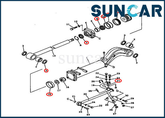 135-63-05010 Dump Sealing Kit Cylinder Service Kit Cocok D57S-1 Komatsu Crawler Loader