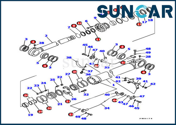 Komatsu 707-99-78630 Kit Segel Silinder Bucket Kit Servis PC1000-1 Kit Pengemasan Excavator