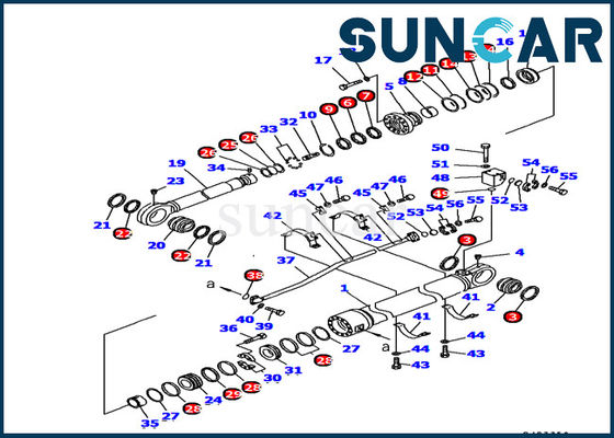 Kit perbaikan bagian dalam Backhoe PC1100-6 Komatsu 707-99-89220 Kit Segel Silinder Hidraulik Lengan