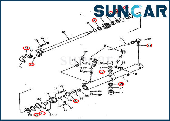 Segel Hidraulik 707-98-36440 Blade Lift Kit Segel Komatsu D60P-11 Kit Servis Silinder D60P-8