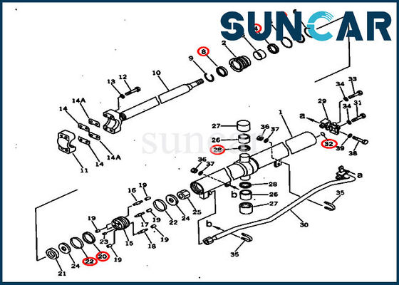 707-98-28600 7079828600 Kit Perbaikan Segel Silinder Angkat Komatsu Crawler dozer D60P-12 D65E-12