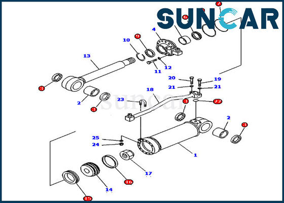 ISO9001 Selas 707-98-52130 Kit Penyegelan Silinder Ripper D61E-12 Bagian Buldoser Komatsu