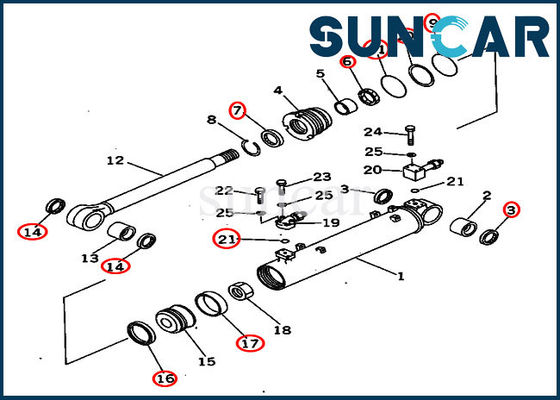707-98-40020 Kit Perbaikan Silinder Pemangkasan 7079840020 Kit Segel Dozer Cocok untuk Komatsu D65EX-12