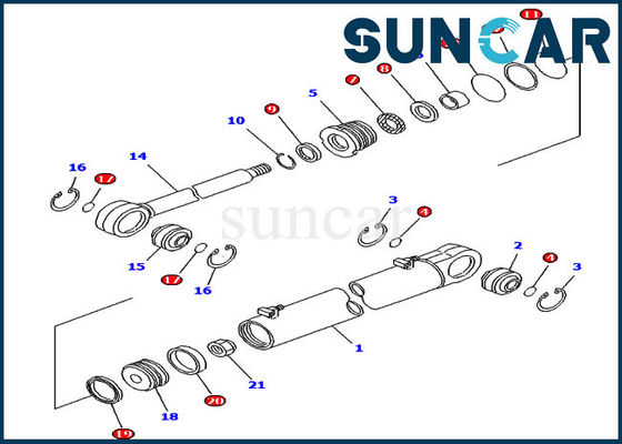 707-99-35170 Kit Layanan Silinder Sudut Kit Segel Oli Hidrolik Untuk D61EX-12 Komatsu Crawler Dozer