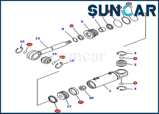 Kit Segel Silinder Kemiringan Dozer 707-98-43620 Segel Hidrolik Suku Cadang Perbaikan Komatsu
