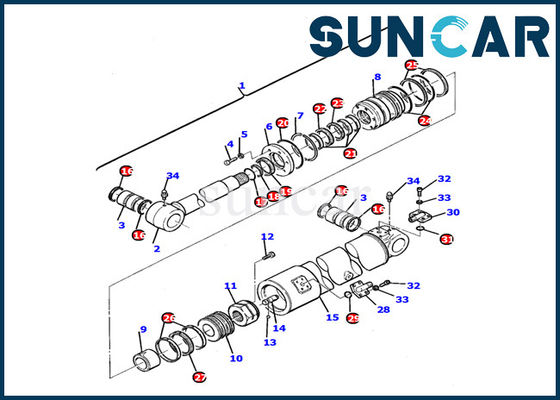 21D-61-12201 Arm Cylinder Seal Kit Komatsu Excavator Bagian Perbaikan Bagian Dalam Kit Servis PC110R-1