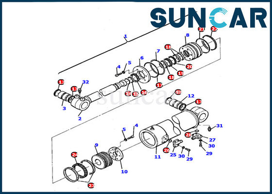 Komatsu 21D-61-15170 Blade Cylinder Seal Kit Gasket Kit Kit Perbaikan Perbaikan Excavator PC110R-1