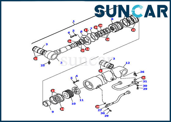 Ketahanan Aus 226-61-11220 Komatsu PC110R-1 Kit Penyegelan Silinder Boom Kit Gasket Excavator