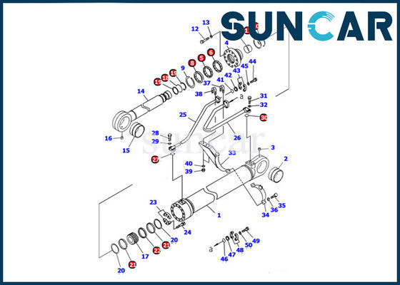 707-98-77210 Komatsu PC1100-6 Ember Excavator Kit Layanan Silinder Kit Perbaikan Segel Minyak