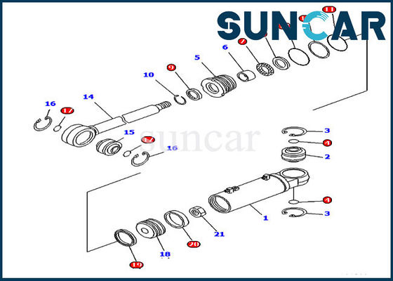 707-99-43680 Kit Perbaikan Segel Hidraulik Miring D61PX-12 Kit Silinder Komatsu Dozer