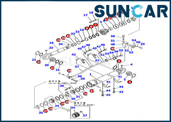 Kit Perbaikan Segel Hidrolik Silinder Lengan 707-98-85310 Cocok untuk Mesin Excavator Komatsu PC1250-8