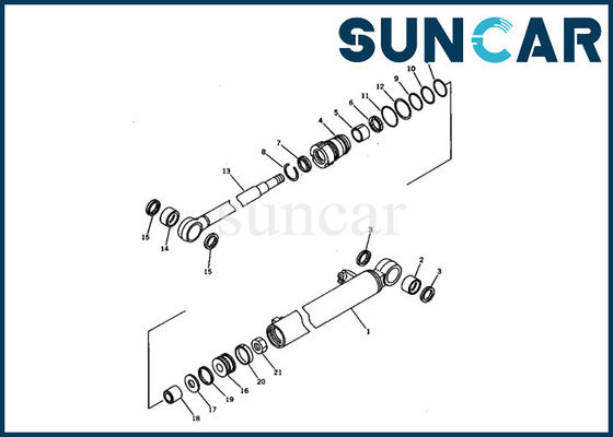 21S-63-02010 Boom Silinder Hidraulik Assy Komatsu Seal Kit Cocok untuk Bagian Dalam Excavator PC03-1