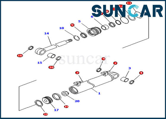 Crawler Dozer Komatsu 707-99-34630 Lift Perbaikan Seal Kit D61EX-15EO Suku Cadang Pengganti Silinder
