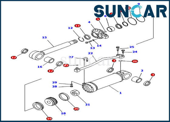 707-99-52170 Ripper Sealing Kit Komatsu Cylinder Seal Repair Kit Cocok untuk Model D65EX-15E0