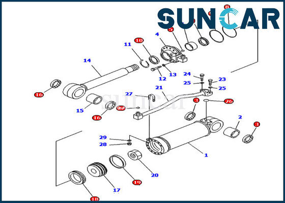 707-98-52240 7079852240 Kit Perbaikan Silinder Ripper D65E-12 Kit Segel Dozer Komatsu