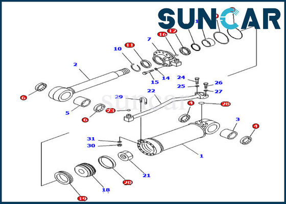 Kit Segel Silinder Ripper 707-99-52230 Kit Layanan Pengganti Untuk Komatsu D65E-12 D85ESS-2A