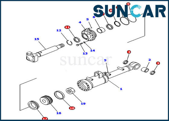 707-99-52215 Kit Segel Perbaikan Silinder Hidraulik Kit Penyegelan Tilt ISO9001 Cocok untuk D65E-12 Komatsu