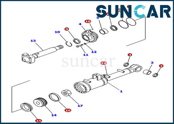 707-98-52210 Kit Penyegelan Silinder Kemiringan Komatsu D65E-12 D65P-12 Kit Penggantian Dozer Miring
