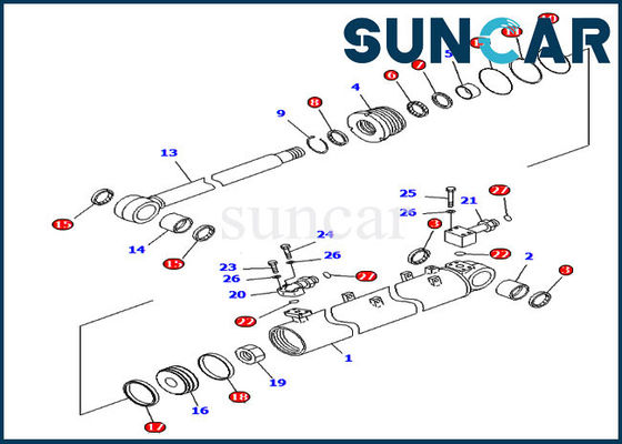 707-99-40120 Crawler Dozer Pemangkasan Cylinder Seal Kit Cocok untuk Komatsu Parts Model D65EX-15E0