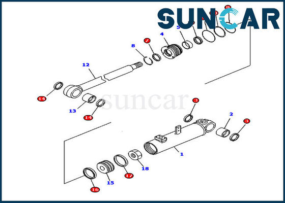 707-98-43520 Blade Trimming Cylinder Replacement Seal Kit D85A-21 D85E-21 Kit Perbaikan Komatsu