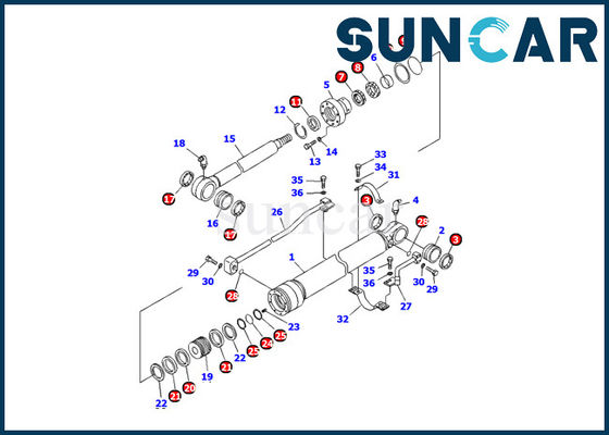 Ketahanan Minyak 707-99-25870 Kit Segel Silinder Bucket PC120-6E0 Kit Perbaikan Excavator Komatsu