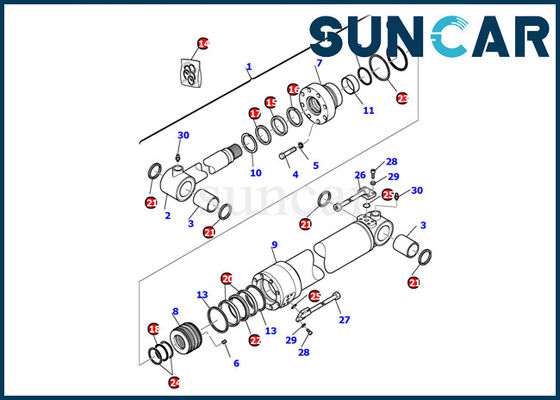 707-99-27650 Komatsu Excavator Bucket Cylinder Seal Kit PC110R-1 PC95R-2 Kit Gasket Perbaikan Bagian Dalam