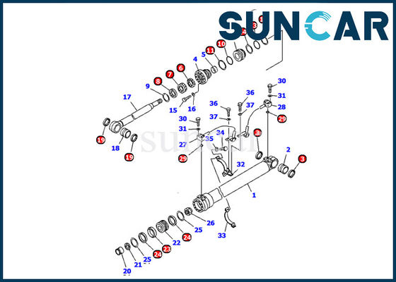 707-99-36290 1ST Boom Cylinder Seal Kit Cocok untuk Komatsu PC120 PW130 Pengganti Dalam Excavator